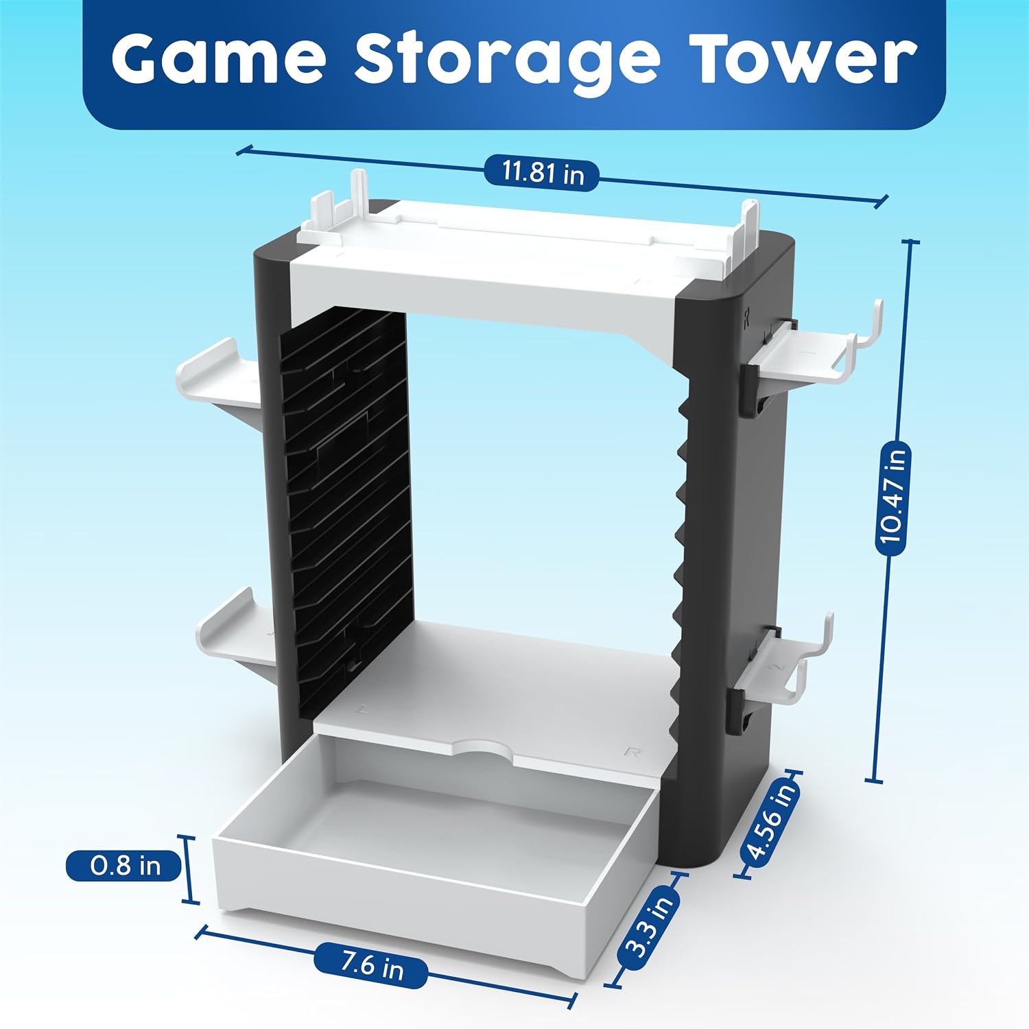 Skywin NS Compatible Nintendo Switch Games Holder, Nintendo Switch Stand, Game Disk Rack, Controller Organizer, Switch Holder Stand for Gamers, Nintendo Switch Accessories (White)
