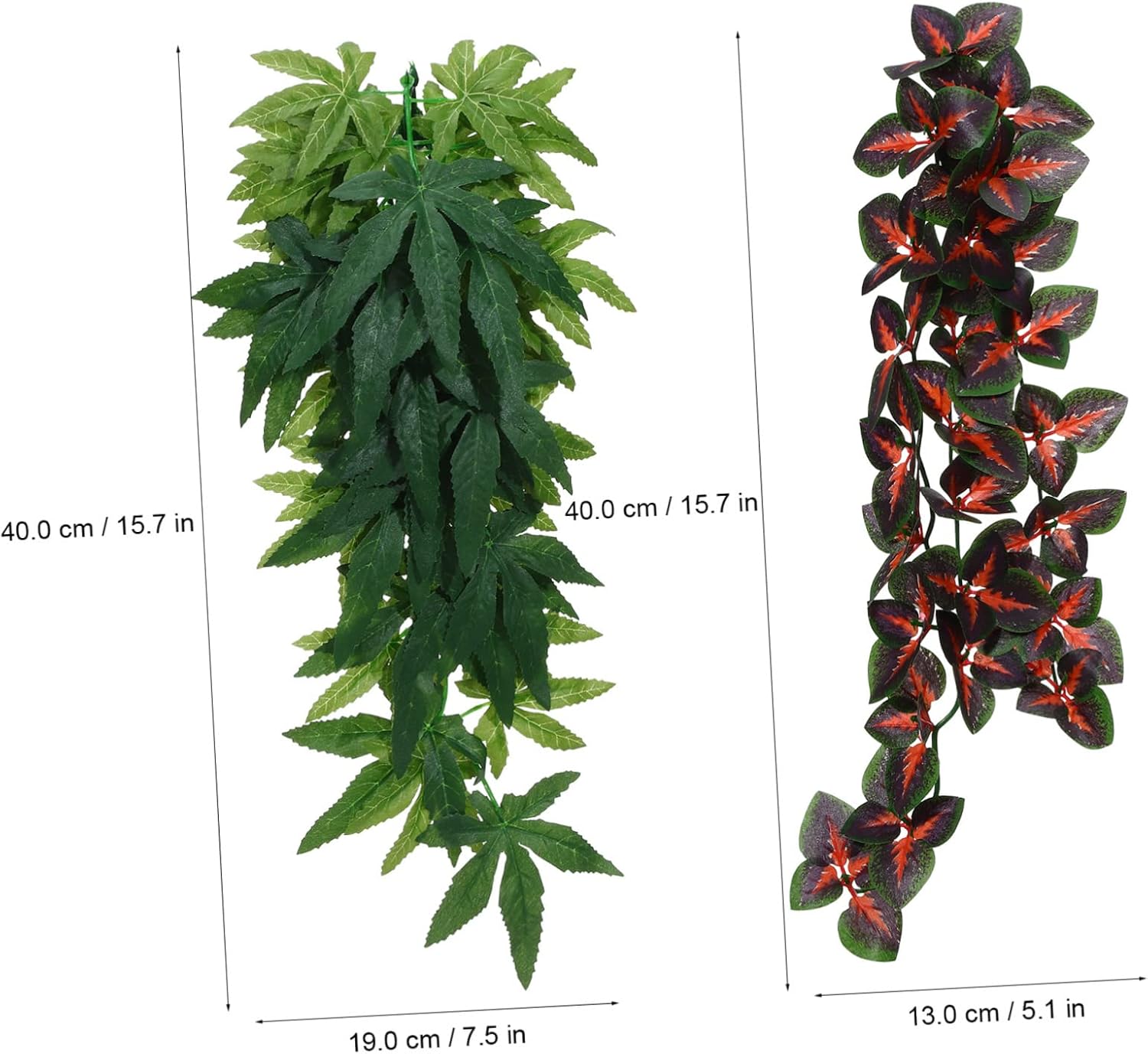 Kisangel 2sets Reptile Plants Artificial Hanging Vines for Terrarium Decor Climbing Habitat Decorations with Suction Cups Lifelike Greenery for Bearded Dragons Lizards Snakes Geckos 4pcs*2