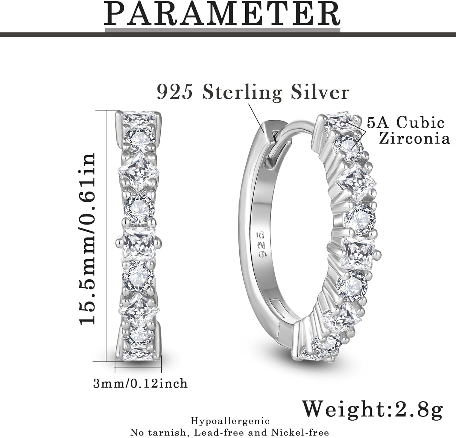 Birthstone Huggie Hoop Earrings for Women 925 Sterling Silver White/Yellow Gold Plated Small Hoop Earrings Everyday Jewelry Gift for Her - Image 6