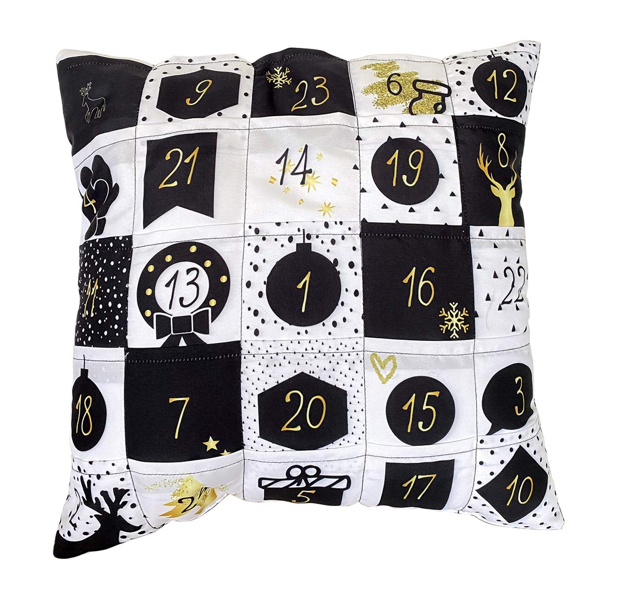 Hergo 8994 Sofa Heroes Advent Calendar Cushion with Pockets 40 x 40 cm Black/White
