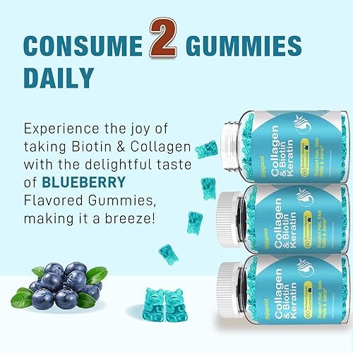 Miniatura 5 de Sijigood Gomitas de biotina vegana con colágeno, queratina, ácido hialurónico, vitamina para la piel, crecimiento del cabello, uñas y