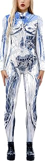 SEAUR Halloween Kostüm Damen Skelett Cosplay Catsuit Overall Knochen Anzug Karneval S M L XL