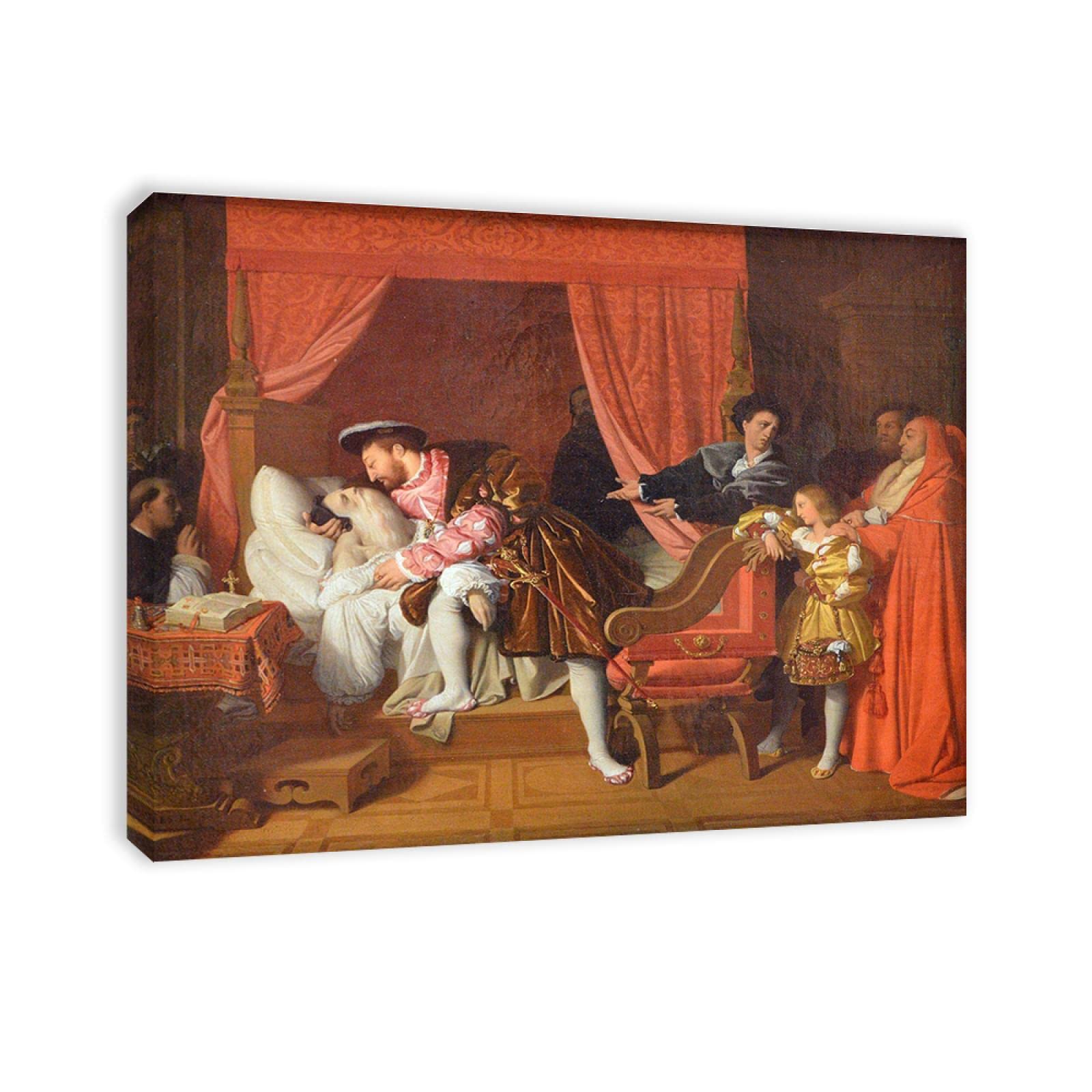 Jacques-Louis David słynne obrazy olejne reprodukcja na płótnie (Śmierć Leonardo da Vinci) plakaty i wydruki klasyczne płótno sztuka ścienna obrazy krajobrazu 60 x 80 cm oprawione