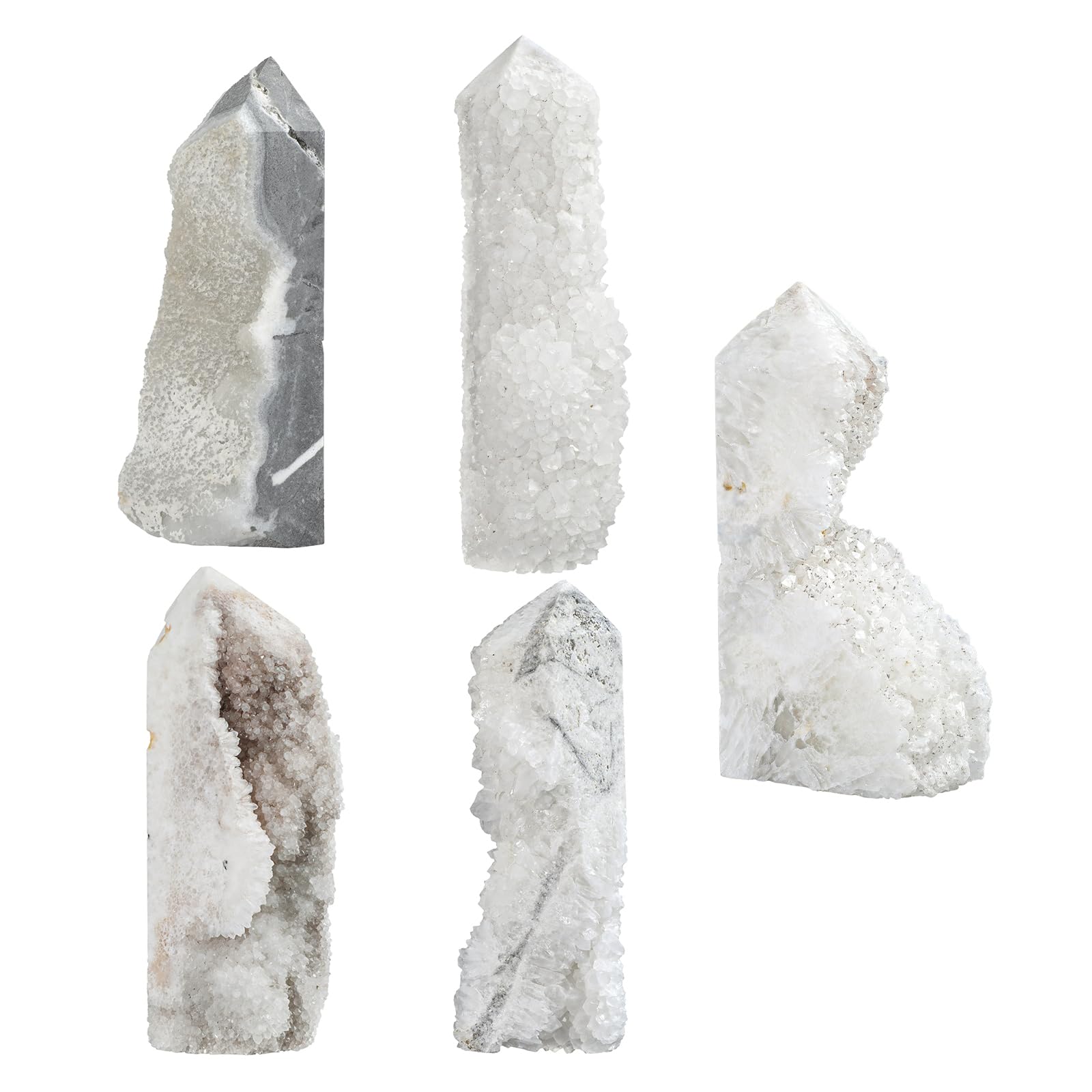 KYEYGWO Natürlicher Bergkristall Druse Rohsteine Unregelmäßiger Quarzkristall Cluster Specimen Reiki Heilstein Meditation Home Decor, 401g-500g