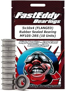 FastEddy Bearings 5x10x4 (FLANGED) Rubber Sealed Bearing MF105-2RS (10 Units)