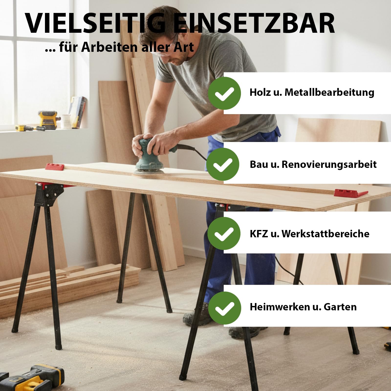 TRUTZHOLM 2 x Arbeitsbock klappbar bis 1000 kg Tragkraft 76 cm Arbeitshöhe Stahl pulverbeschichtet Gerüstbock Unterstellbock (Schwarz/Rot)