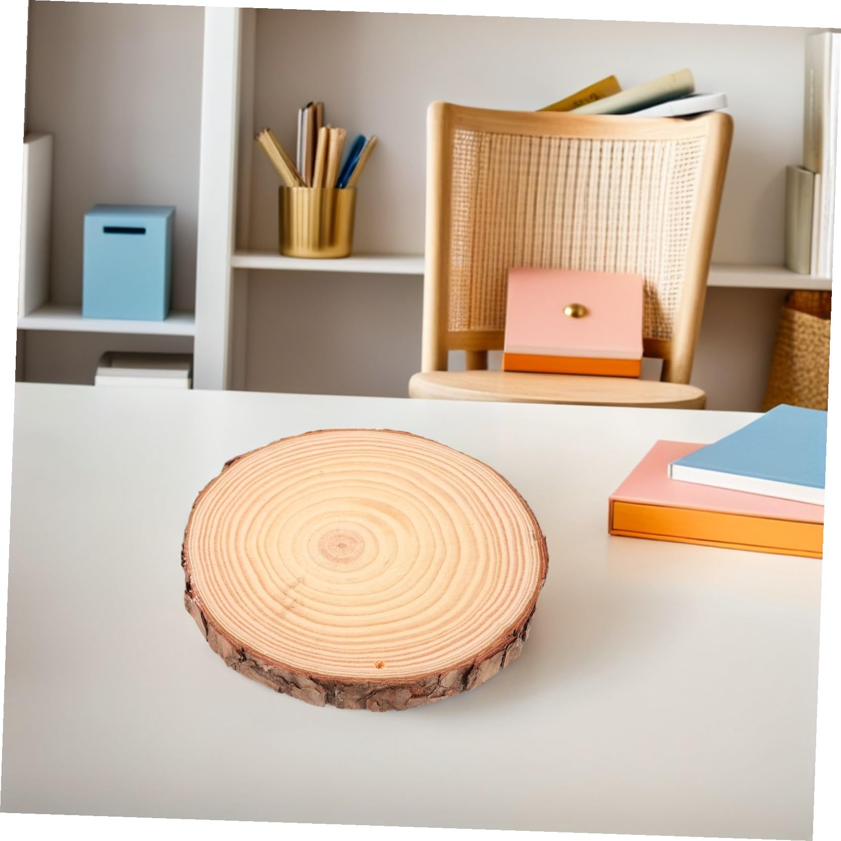 5 Stück Rustikale Holzscheiben Unbehandelte Baumscheiben mit Natürlicher Rinde für DIY Basteln Hochzeit Dekoration und Kreative Holzplättchen Gestaltung