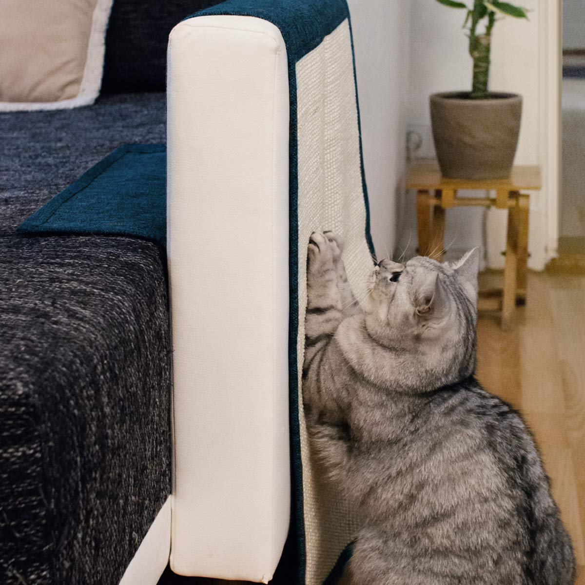 Navaris 2X Tappeto Tiragraffi per Gatti - Tappetino Tiragraffi per Gatti Grandi Cani - Tappeto Tira Graffi in Sisal 130x45cm Protezione Divano Mobili