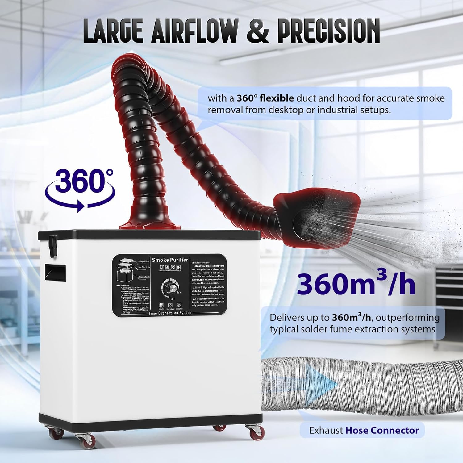 210W Solder Fume Extractor for Laser Engraver, 212 CFM Strong Suction & 10 Pre-Filters, 0.03µm 99.97% HEPA & Activated Carbon Filter, 50dB Smoke Purifier for Laser Cutting, 3D Printing, DIY Soldering