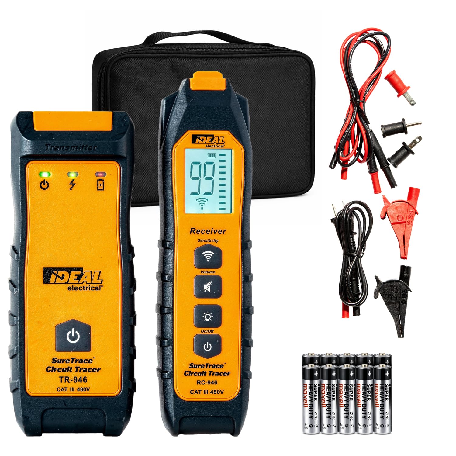 Ideal Electrical SureTrace Digital Circuit Tracer (61-946), Circuit Breaker Finder, 0-480 Volts AC/DC with Backlit Display, Find Breakers, Fuses,