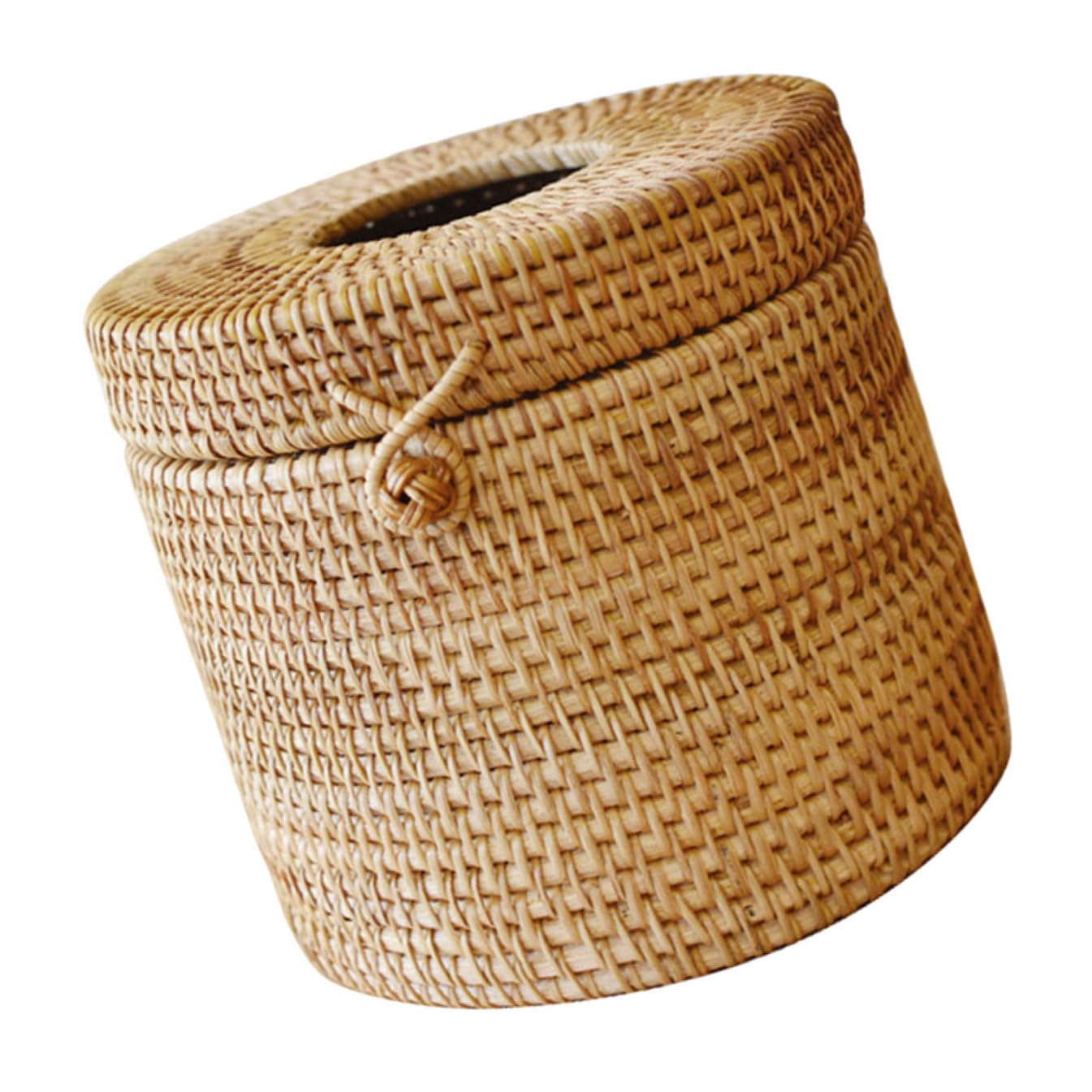Boîte de Mouchoirs en Rotin Facile à Nettoyer et Tressée Main Durable