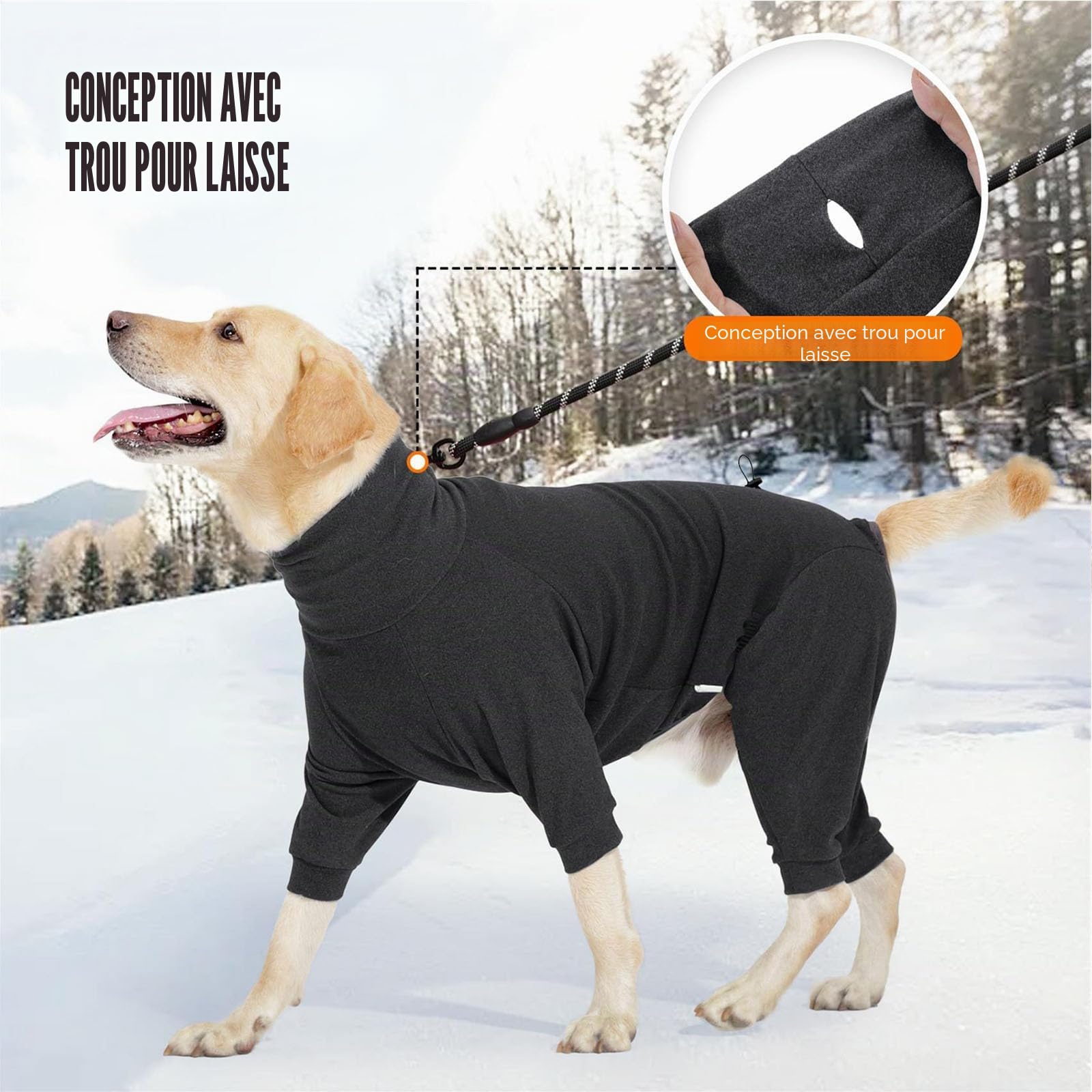 LIANZIMAU Manteau Chien Polaire Polaire pour Chien Pull-Overs Chiens Combinaison Chaude à Manches Longues Body Chiens Pyjama pour Petit Moyen et Grand