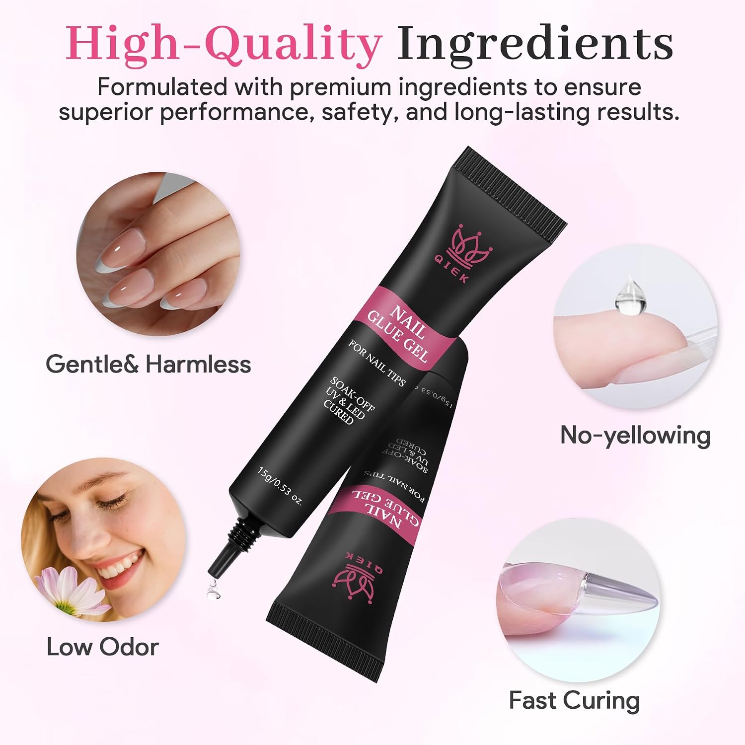 U V Nail Tips Gel Glue, 15g Clear Lamp Curing Adhesive