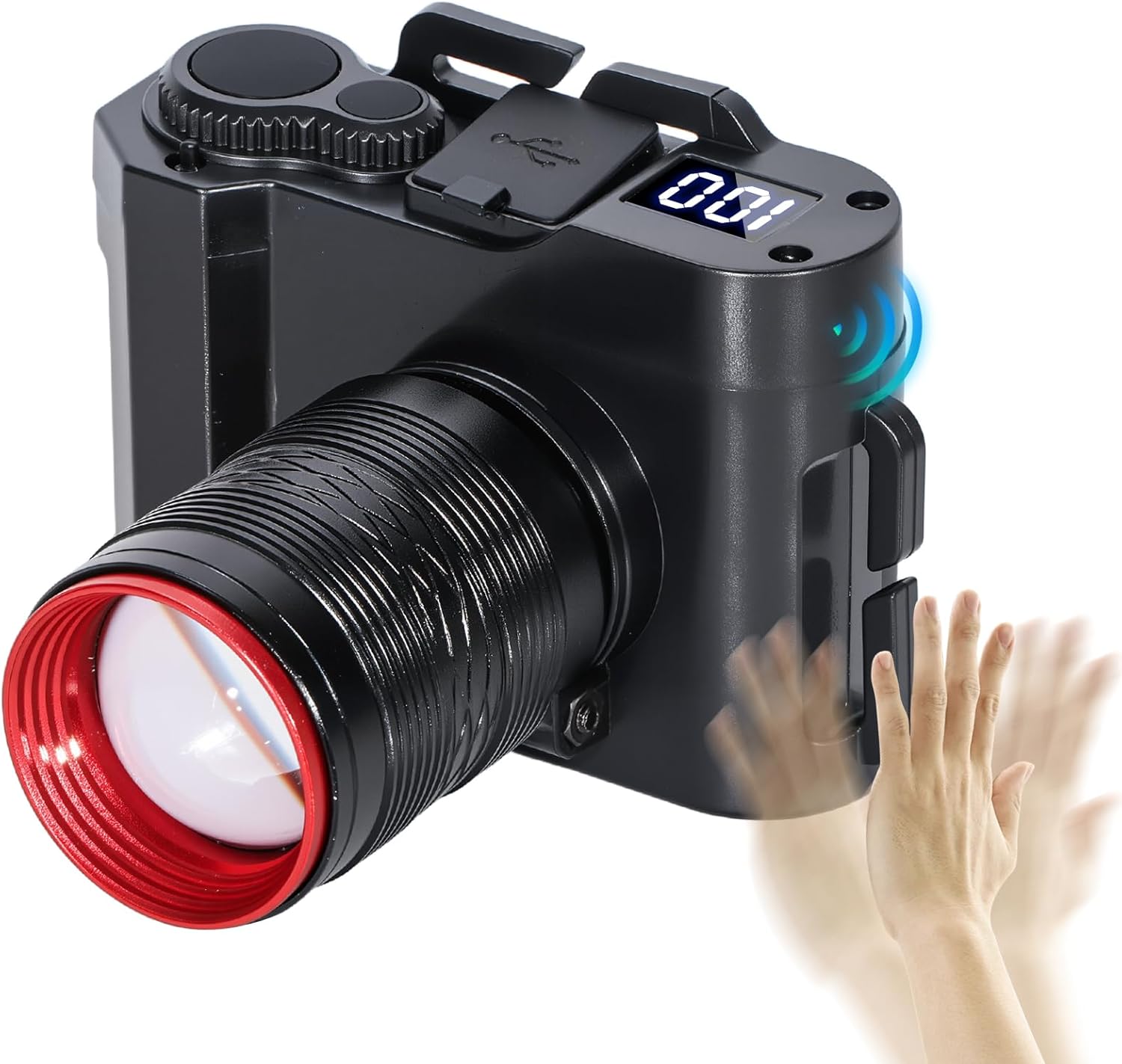 5 Modes Camera-Style LED Headlamp, Telescopic & Adjustable Light Head, 4-Color LED Beads, Super Bright Hands-Free Headlight for Camping, Hiking, Repair, Outdoor Work & Emergency Use