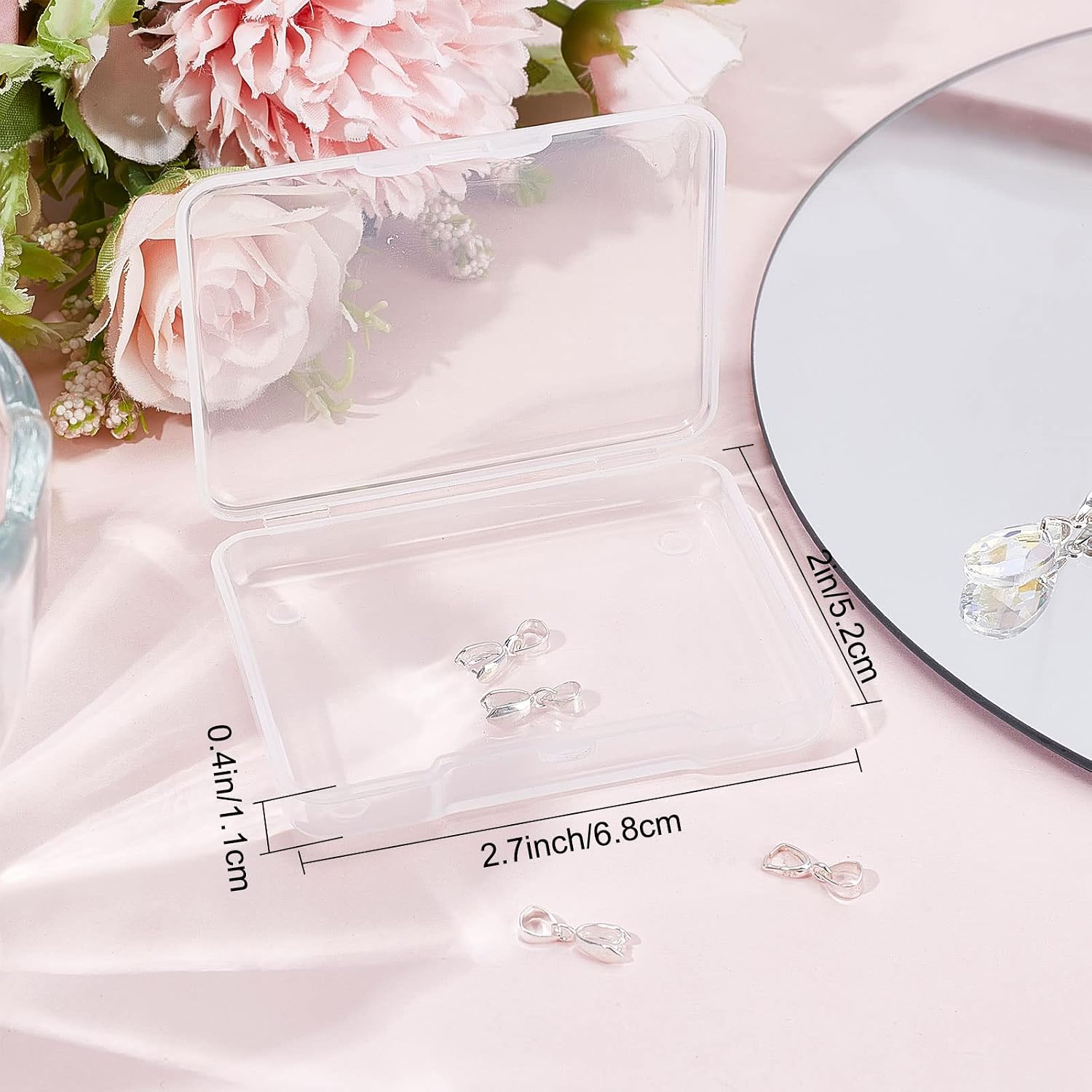 Beebeecraft 6Pcs 2 Sizes Pinch Bails Clasp 925 Sterling Silver Ice Pick Pinch Bails Dangle Charms Pendant Connector for Necklace Jewelry Making