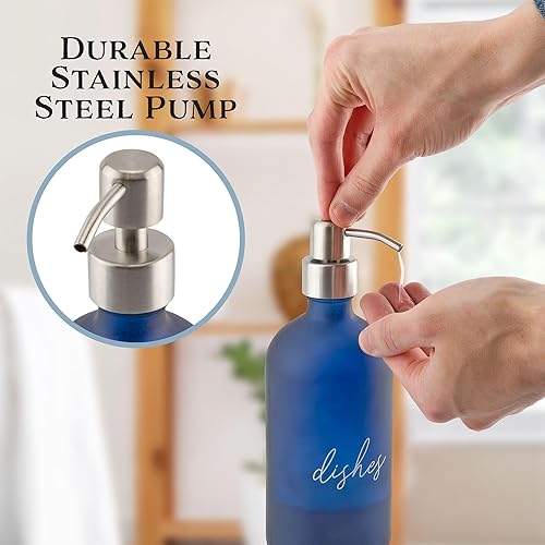 Miniatura 4 de Cornucopia - Botellas dispensadoras para platos de manos de 16 onzas (negro, juego de 2) dispensadores de bomba con revestimiento negro para cocina