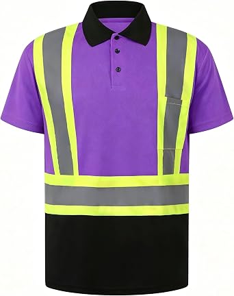 Safety Polo Shirts for Men ANSI Class 2 Reflective Shirt | Safety Shirt Black Bottom Construction Shirt for Men