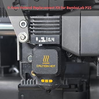 BambuLab 0.4mm Hot End Replacement Kit for P2S: High Temperature Quick Swap Extruder Print Head Heating Block Hot End, Removable Hardened Steel Nozzle Silicone Sock 3D Printer Accessories