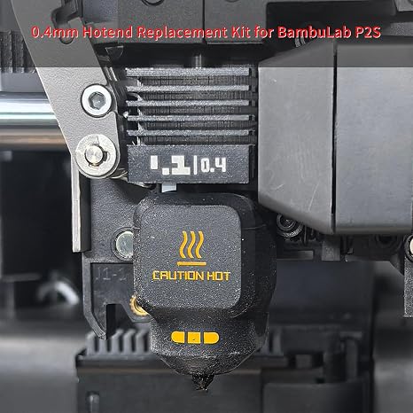 BambuLab 0.4mm Hot End Replacement Kit for P2S: High Temperature Quick Swap Extruder Print Head Heating Block Hot End, Removable Hardened Steel Nozzle Silicone Sock 3D Printer Accessories