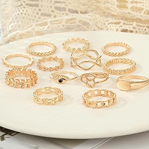 Amazon.com: ZZ ZINFANDEL 13Pcs Gold Evil Eye Rings Sets for Women