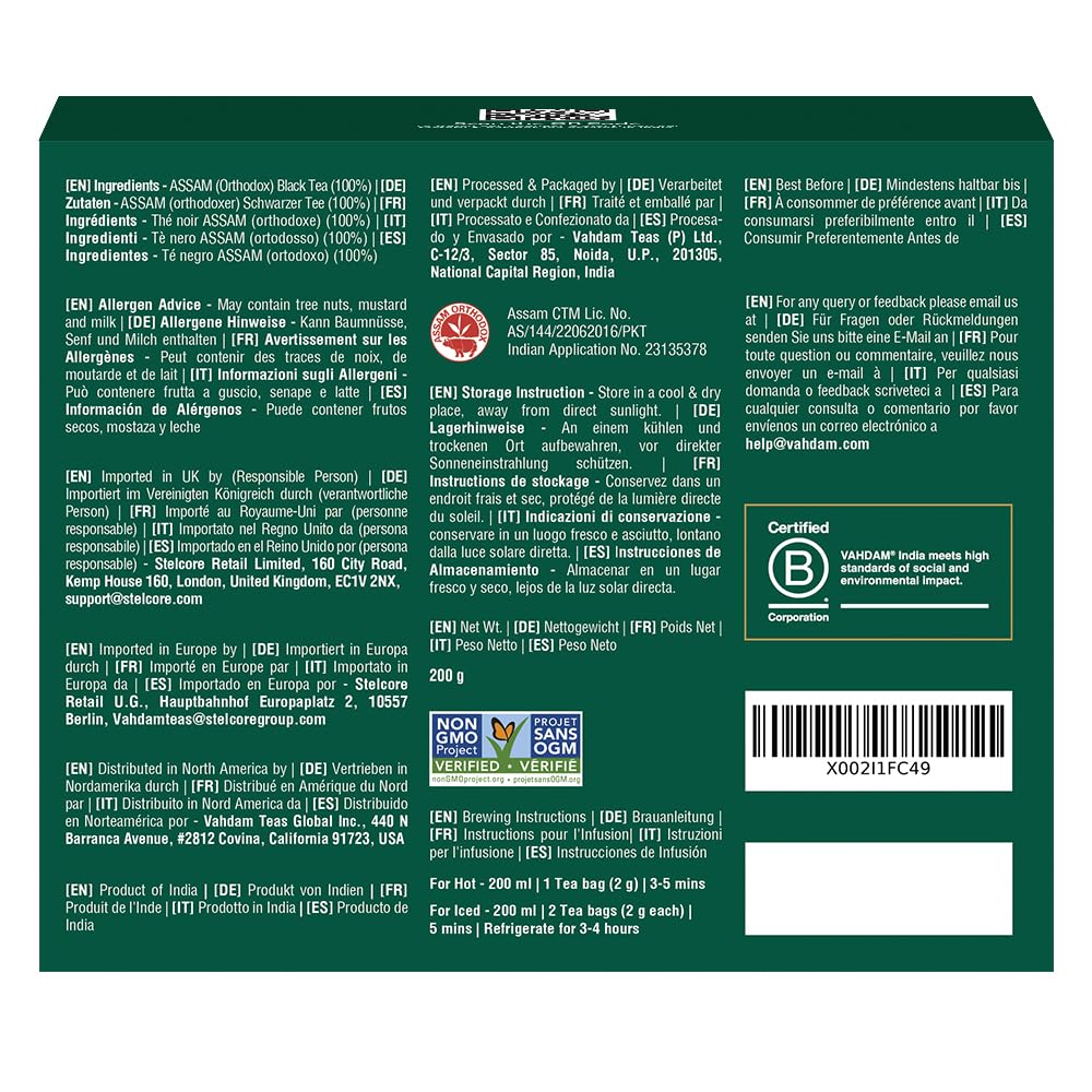 VAHDAM, Assam Exotic Black Tea Bags (100 Count) High Caffeine, Gluten Free, Full Bodied | Pyramid Tea Bags | Strong, Robust & Flavoury | Direct from Source - Image 9