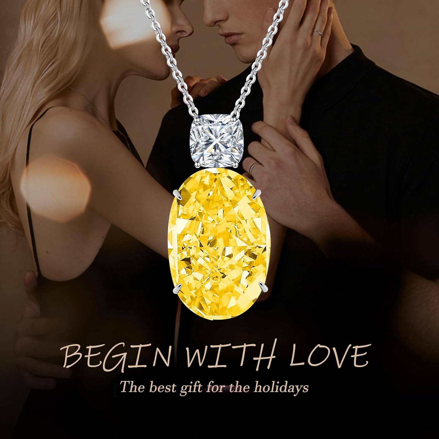 R S925 Sterling Silver White Gold Plated Necklace for Women Cubic Zirconia Pendant Jewelry Mothers Day Christmas Surprise for Women Wife Mother Girlfriend Girls - Image 6