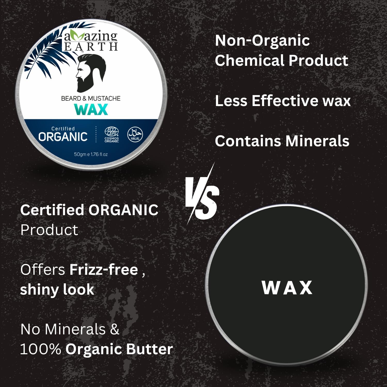 Amazing Earth Organic Beard and Mustache Wax 50g Pack of 3 1