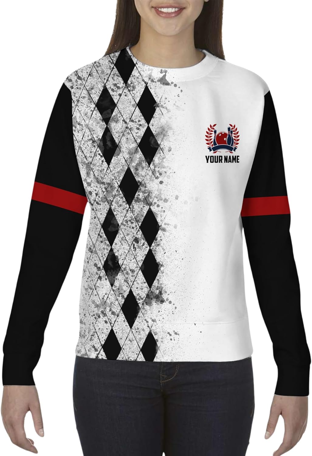 Men's Bowling Sweatshirt Personalized Bowling Pin Sweat Shirt For Bowling Player Print Split Happens Clothing