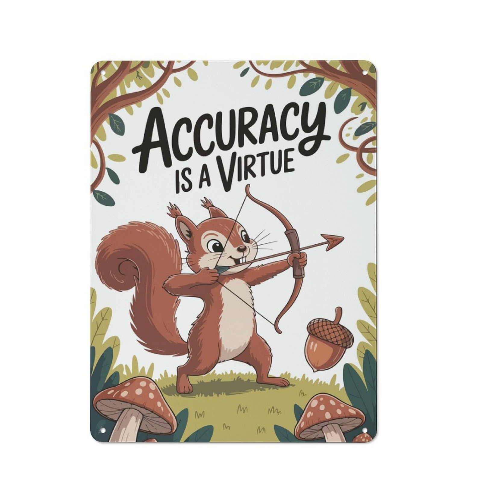 Junmoney Style Tin Wall Plaque 40X30cm With Squirrel Archer Accuracy Is A Virtue For Garage Wall, Suited To People Furnishing A Garage