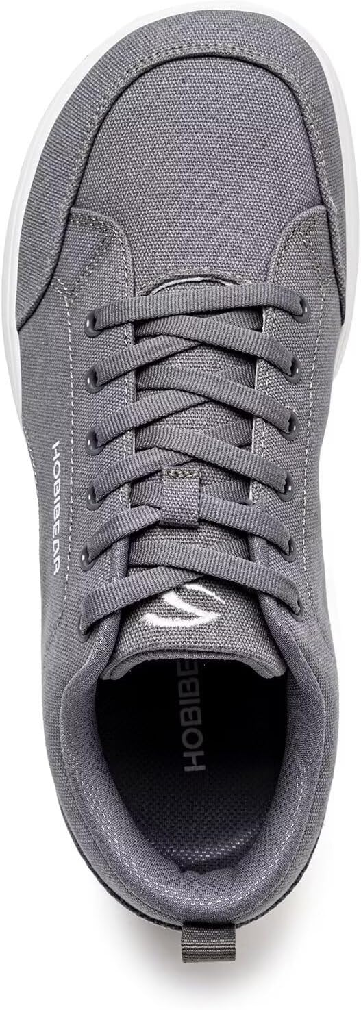 HOBIBEAR Unisex Wide Toe Shoes Minimalist Barefoot Canvas Sneakers Lace-up Walking Shoes for Men Women