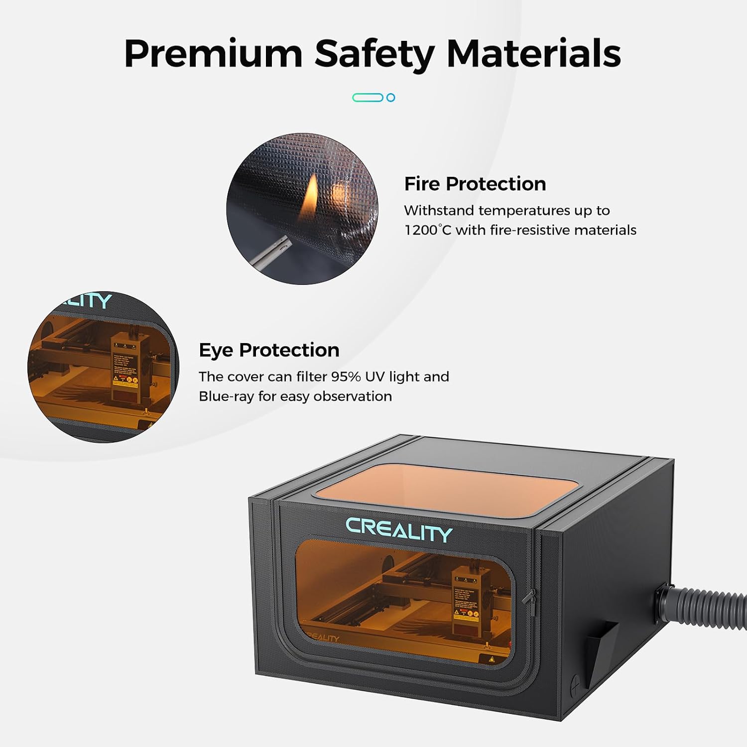 Creality Enclousre for Laser Engraver,Laser Engraving Machine Protective Cover with Eye Protection, Insulates Against Fumes and Odors for Cutter Machine