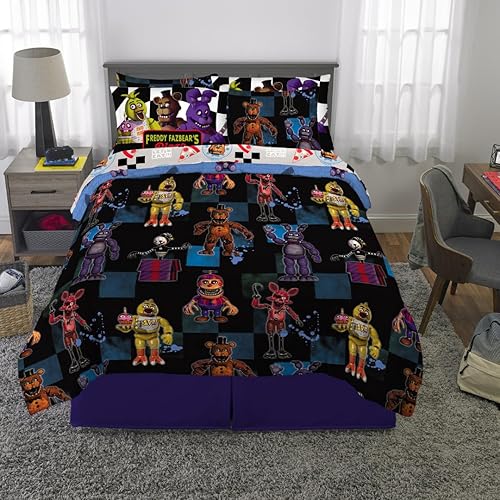 Miniatura 402 de Franco - Juego de edredón y sábanas supersuaves con funda, para niños, 7 piezas, tamaño matrimonial, Five Nights at Freddy's Cinco noches en Freddy's
