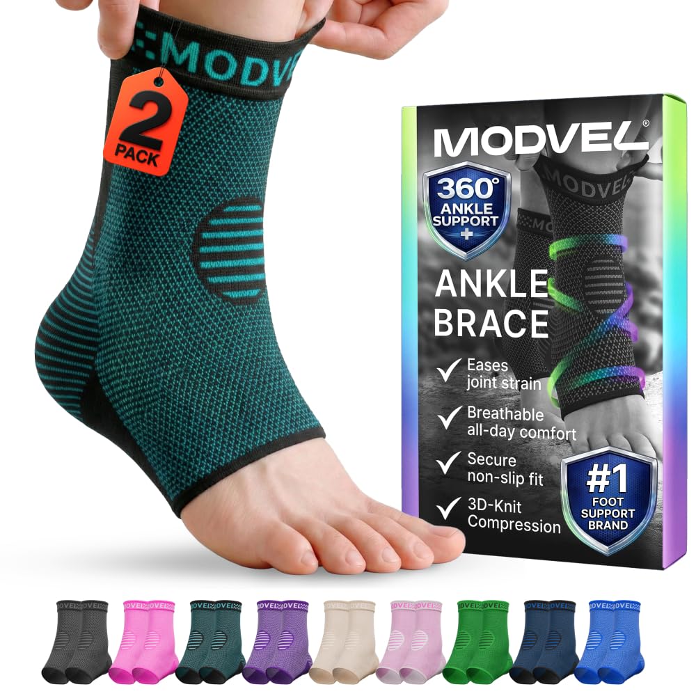 Modvel Ankle Brace for Women & Men - Compression Ankle Sleeve & Foot Brace, Right Left Ankle Support for Sprained Ankle, Achilles Tendonitis, Plantar