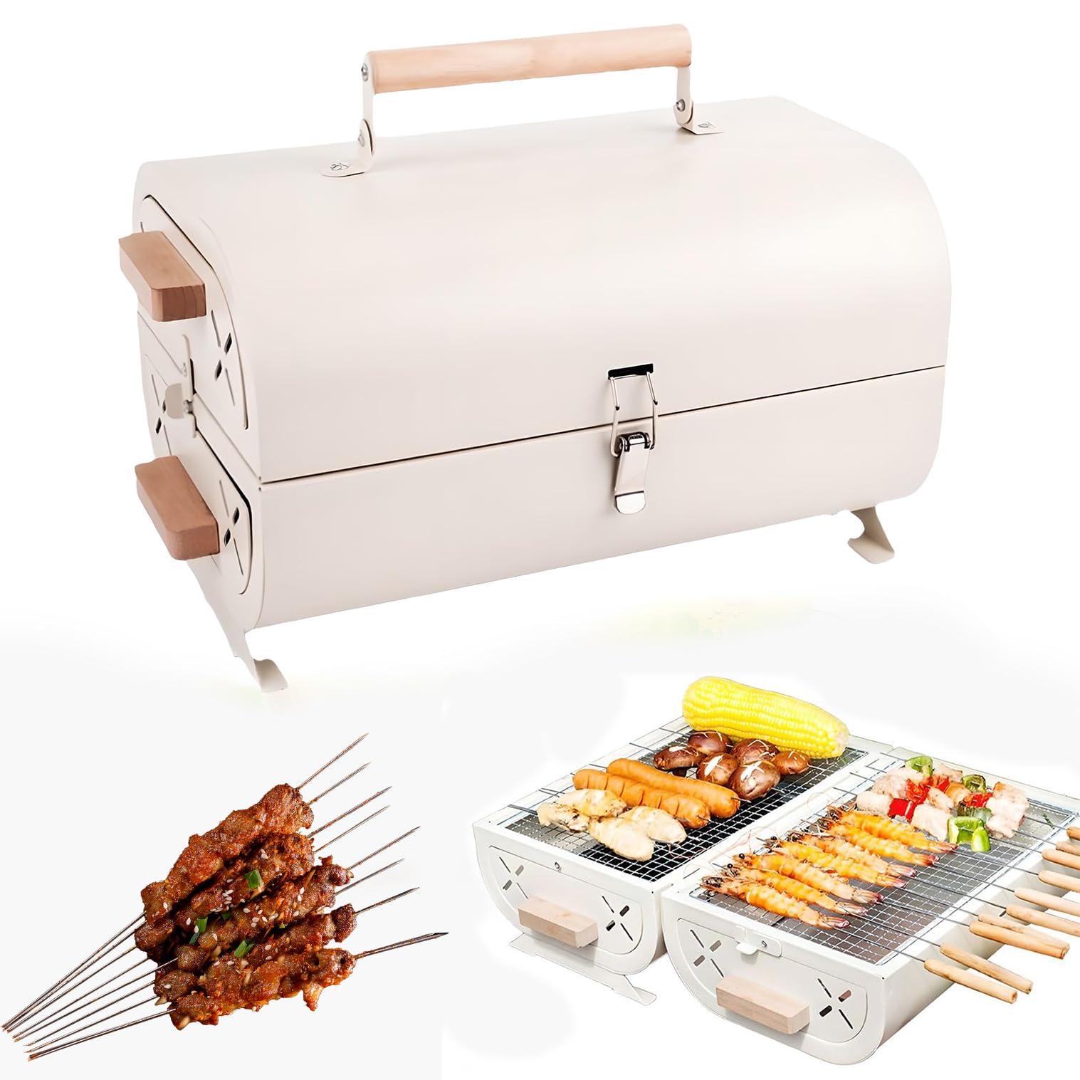 Przenośny grill - lekki, kompaktowy grill na świeżym powietrzu z funkcją dwustronnego grilla, składana konstrukcja na kemping, festiwale i pikniki