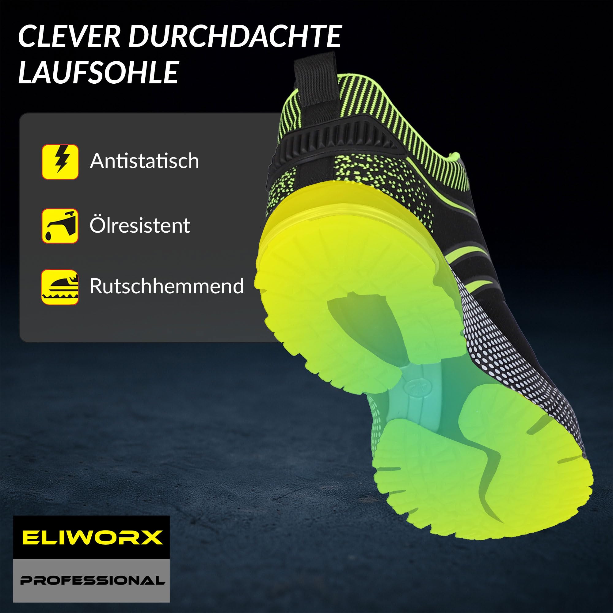 Zapatos de seguridad para hombre S1 PL de malla transpirable - Onyx Pro - Con puntera de acero, entresuela de kevlar resistente a la penetración, especialmente antideslizante