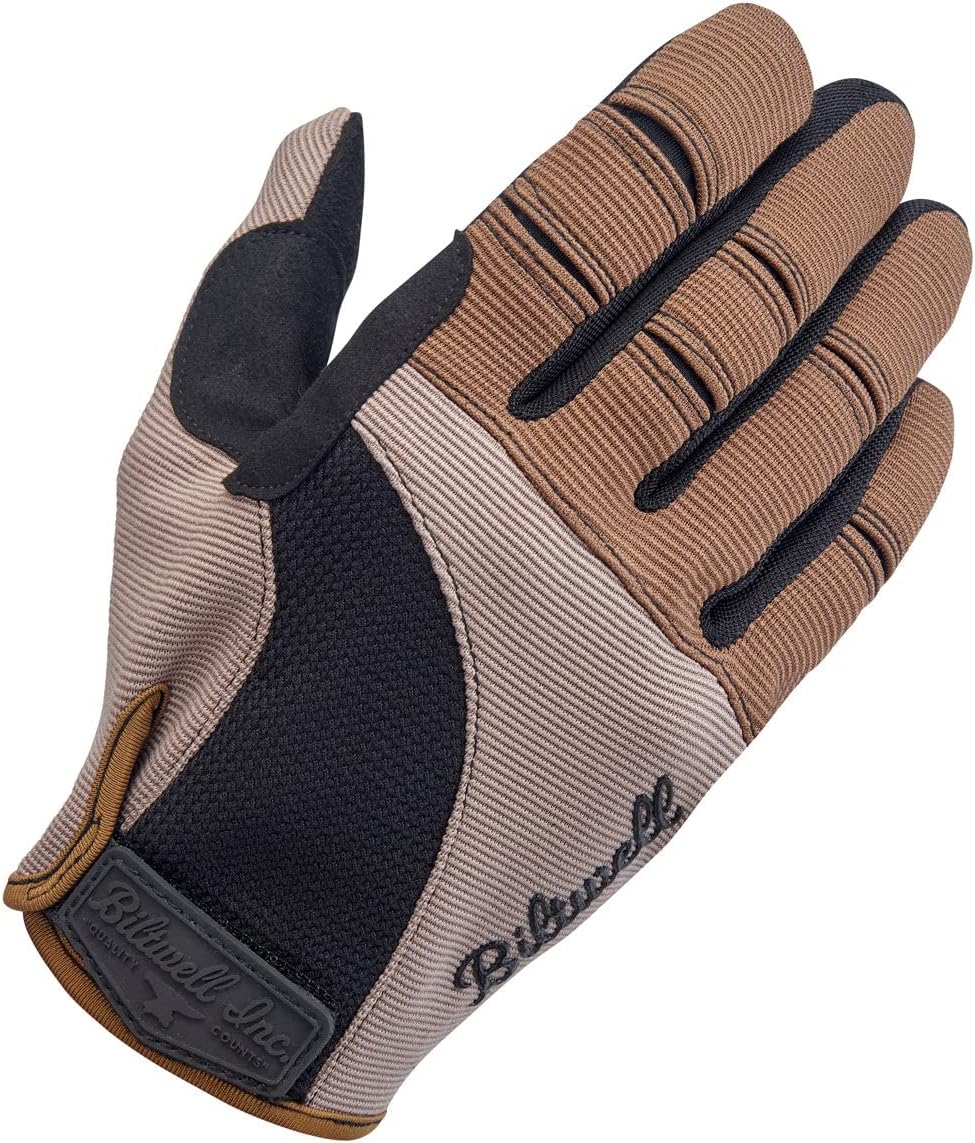 Biltwell Moto Gloves | Motorcycle Gloves | Abrasion Resistance | Breathable Fabric | Open Cuff | Coyote Black