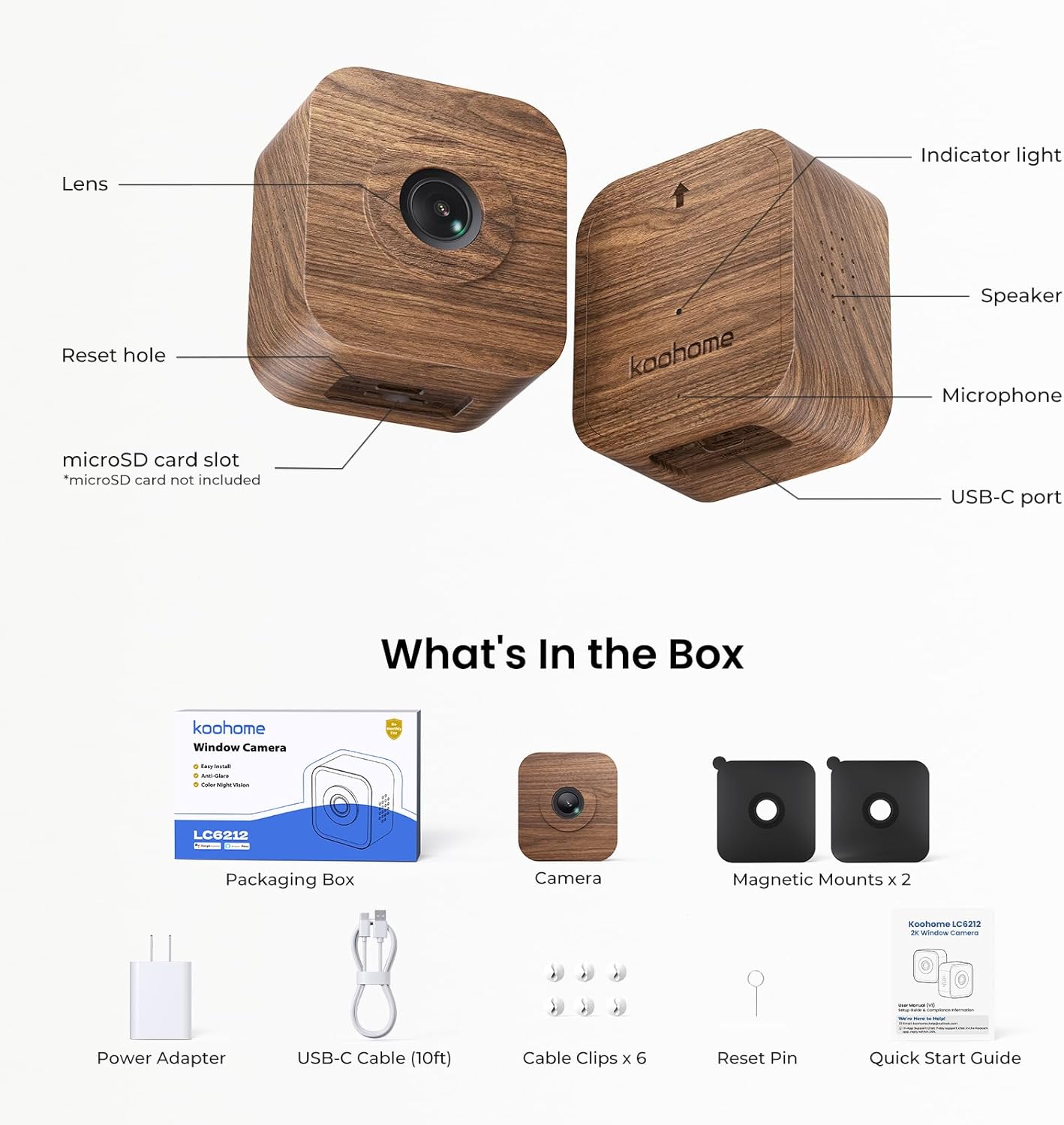 2K Window Camera for Indoor & Outdoor Home Security,Color Night Vision,Anti-Glare,24/7 Recording,Free 3-Day Cloud Storage,Dual-Band WiFi,AI Human Detection,Magnetic Mount,Walnut Wood Design - Image 9