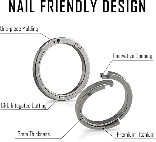 Miniatura 6 de KeyUnity Llavero de titanio con empuje lateral, de liberación rápida, minimalista, para mosquetón, llaves de coche y llaves del hogar
