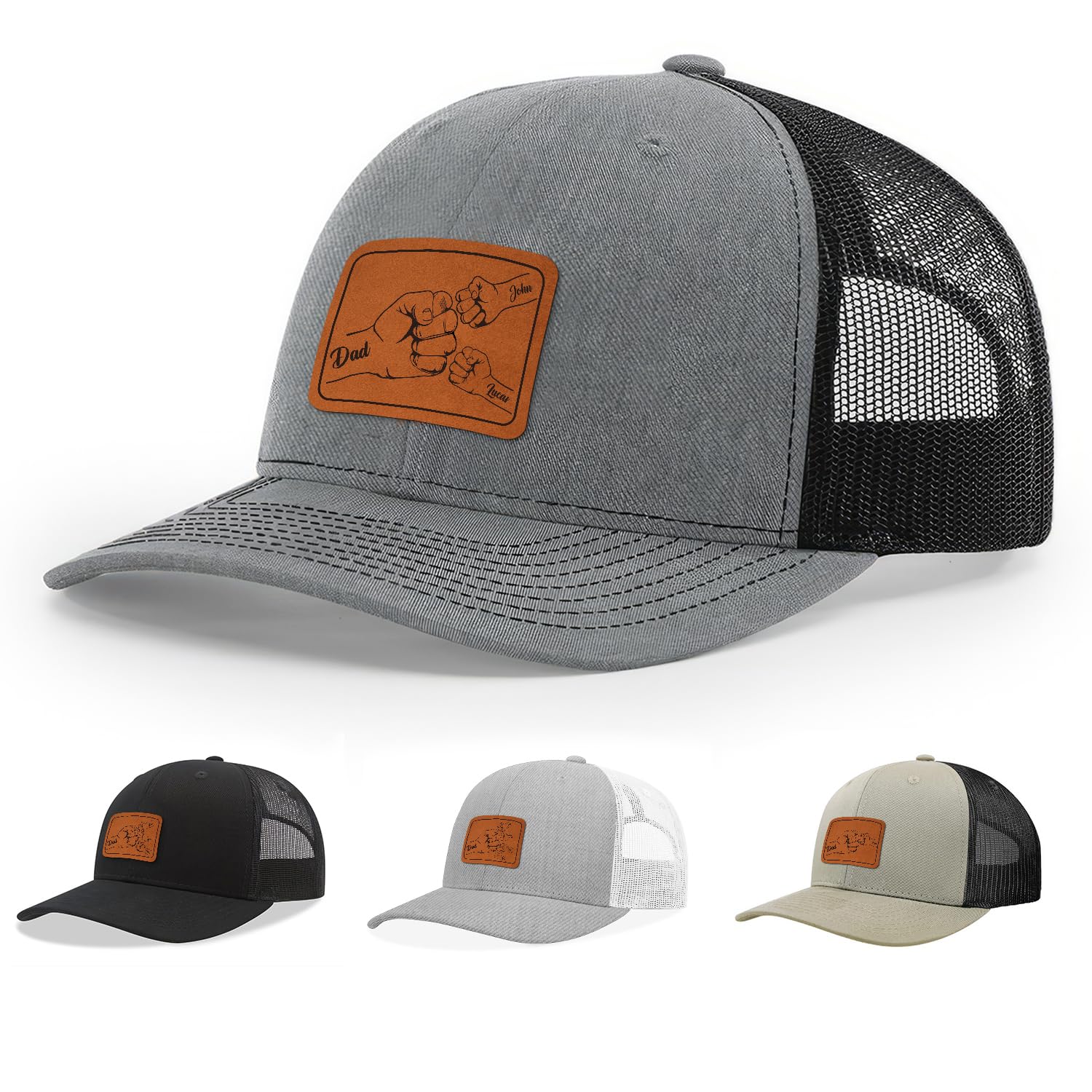 Personalized Dad Fist Bump Hat, Custom Dad Trucker Hat, from Kids, Hat for Father from Kids