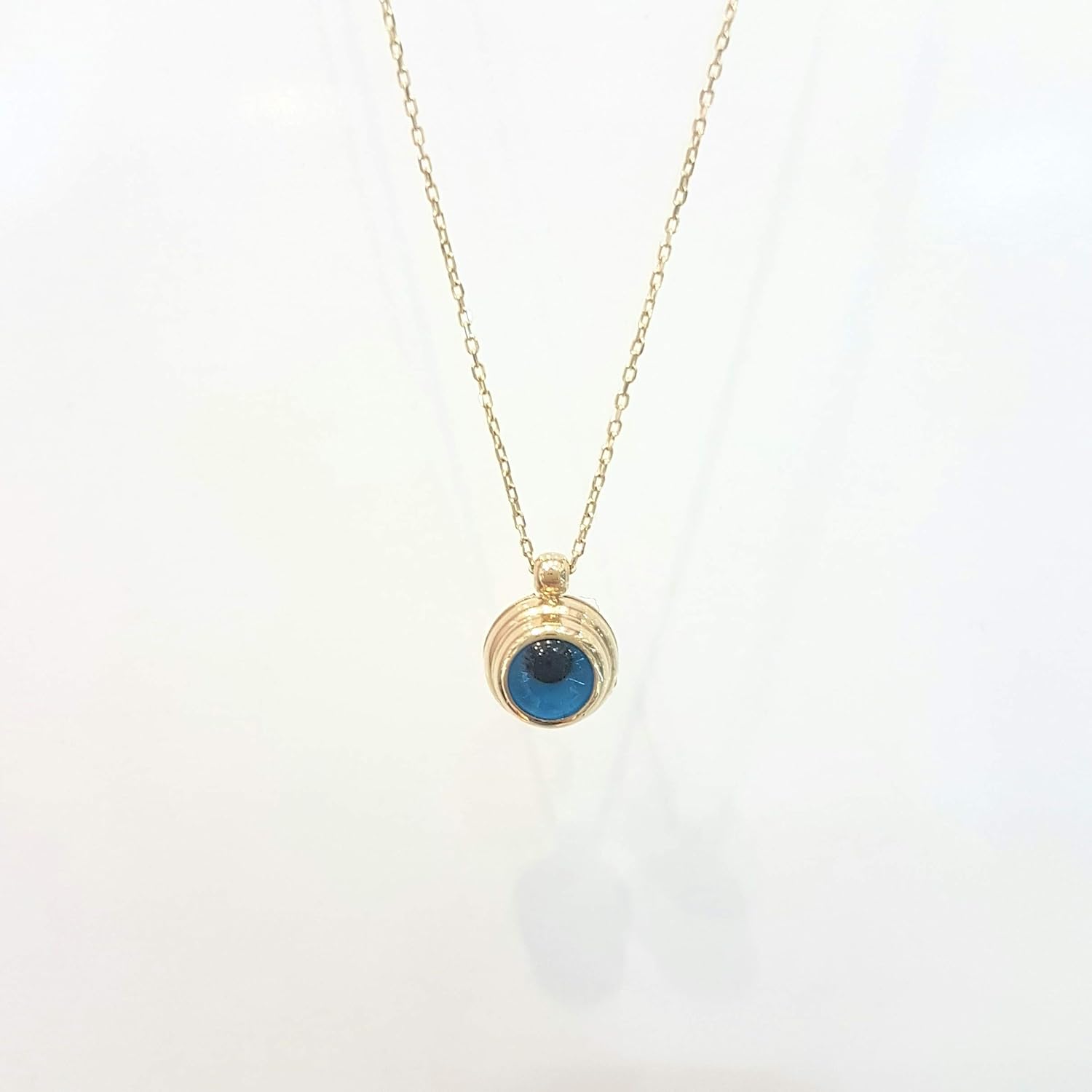 14K Real Solid Gold Evil Eye Necklace for Women | Dainty Turkish Nazar Protection Lucky Good Luck Pendant Necklaces