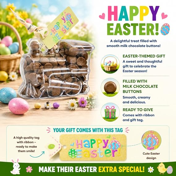 ButtonChocs Easter Chocolate Train – Belgian Milk Chocolate Gift – Fun Easter Treat for Train Lovers