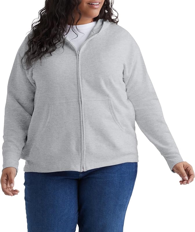 JUST MY SIZE womens Just My Size Zip-up Fleece Women's Hoodie, Ecosmart Hooded Sweatshirt, Plus Size