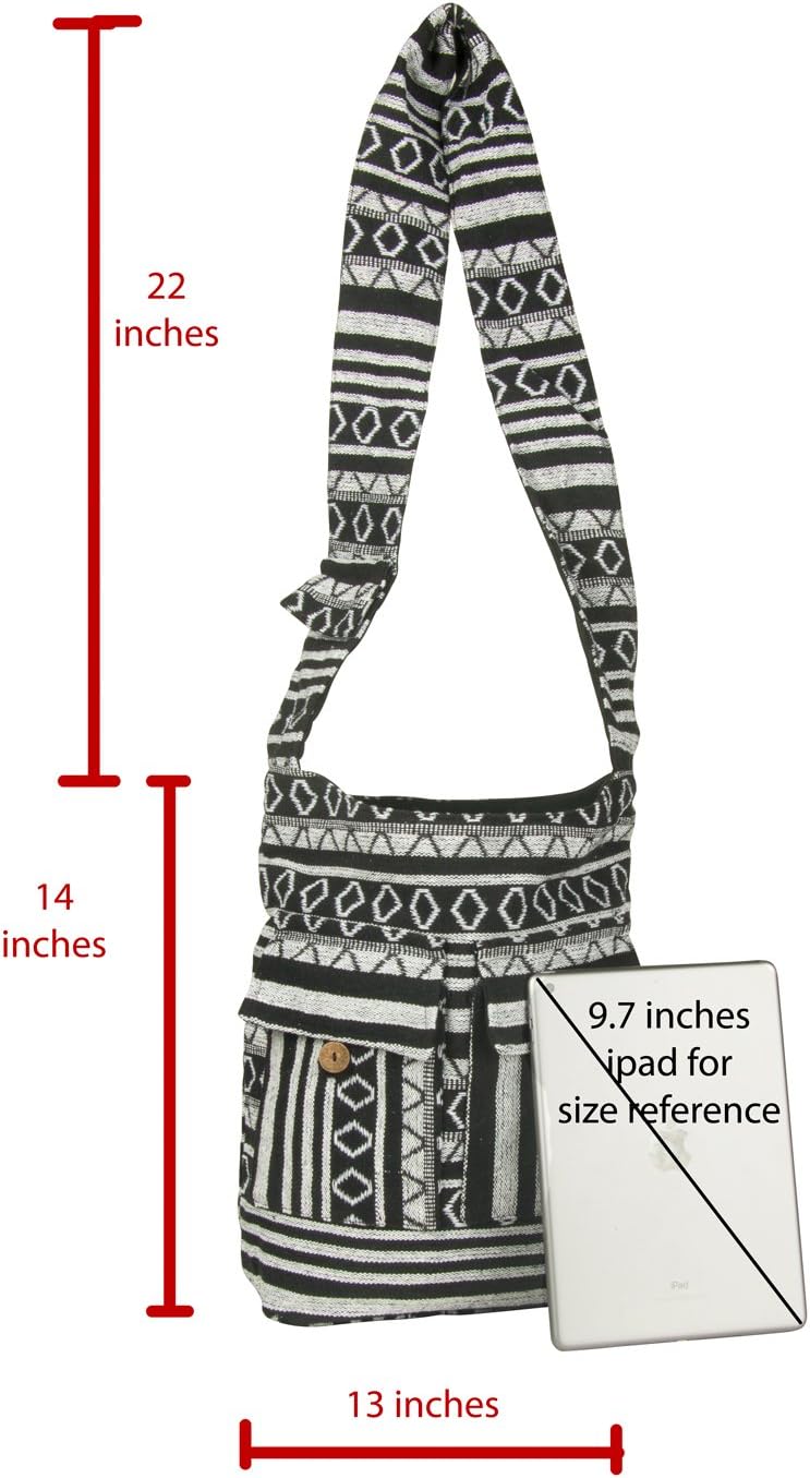 Tribe Azure Aztec Black White Woven Handmade Crossbody Hobo Women Shoulder Bag Sling Casual Large - Image 4