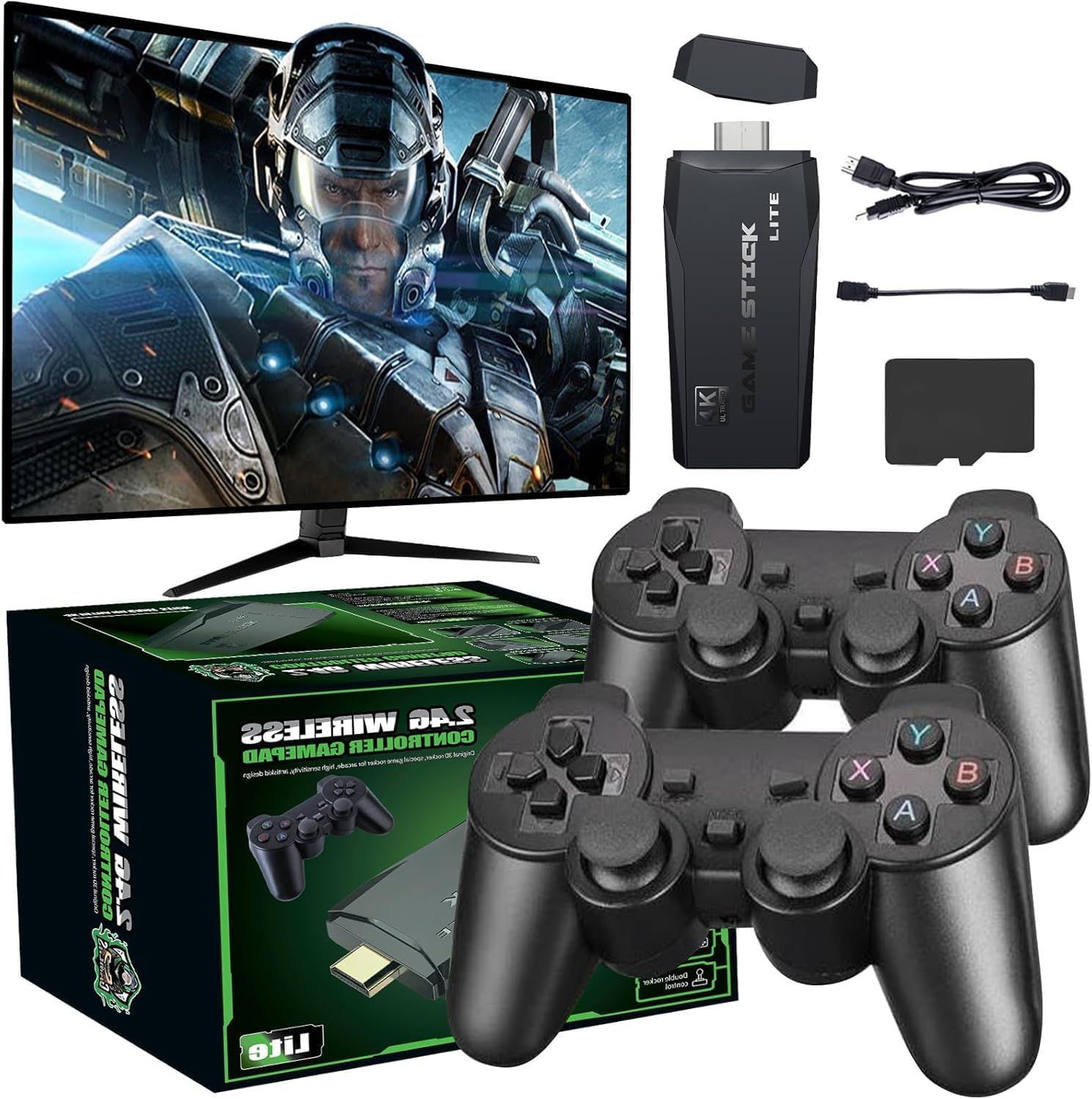 2025 Upgraded Wireless Retro Gaming Console, Plug & Play Video TV Game Stick with 4K HDMI Output,Built-in 9 Emulators, 20,000+ Video Games,with Dual 2.4G Wireless Controllers for TV Plug and Play