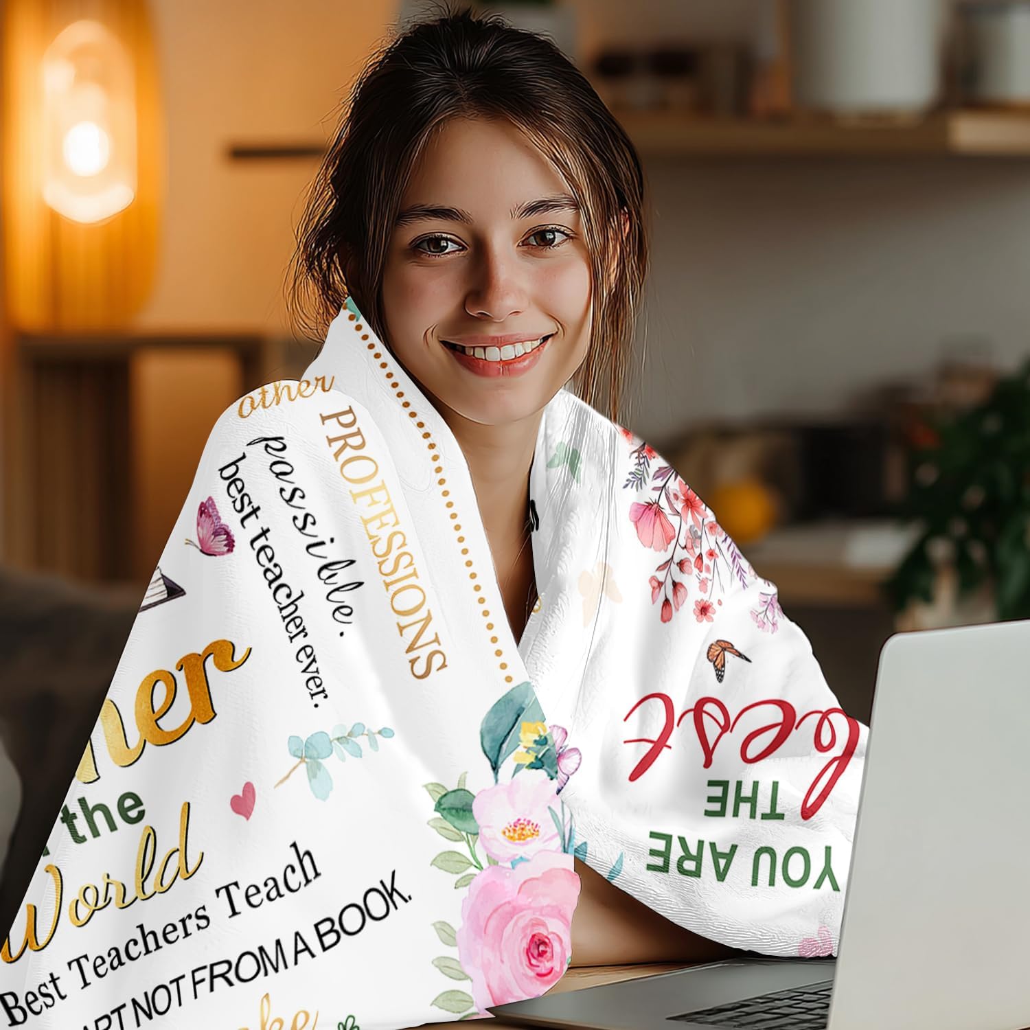 Teacher Gifts for Women, Cozy Teacher Blanket 60"x50", Teachers Appreciation Gifts for Women, Best Thank You Gift for Teachers Woman Christmas/Valentine's Day/End of Year(Pink) - Image 4