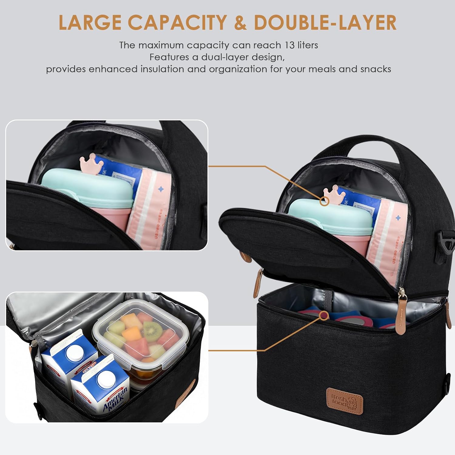 SINLAND Lunch Bag Double Insulated Reusable Lunch Box for Men Women Adults image 4