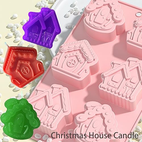 Miniatura 3 de Paquete de 2 moldes de jabón de Navidad, moldes de silicona para casa de Navidad para jabón hecho a mano, fabricación de velas, cera de