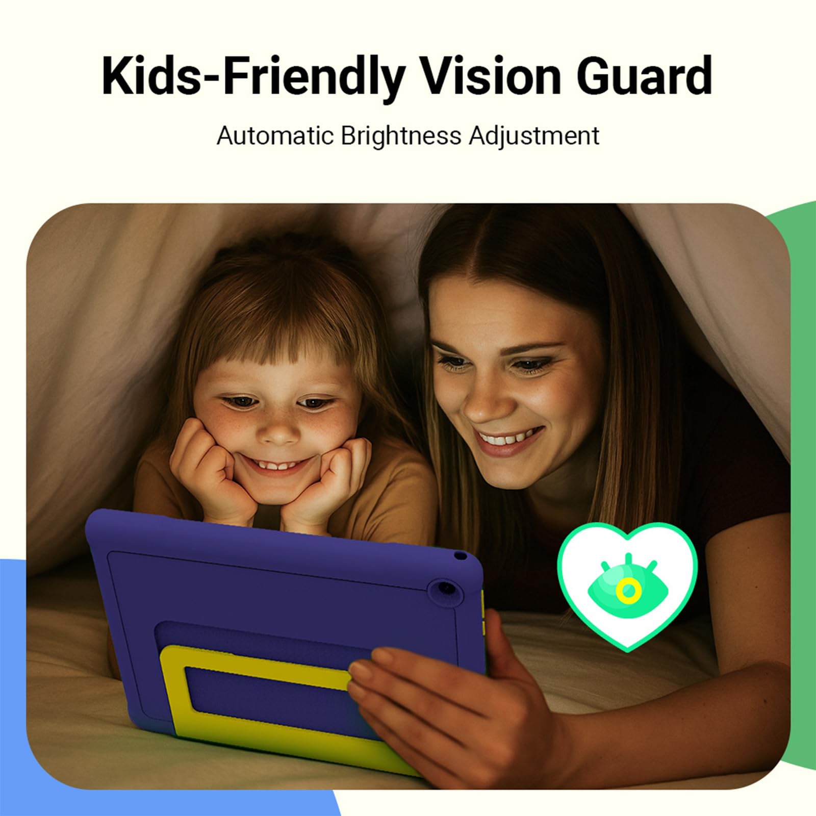 UEMXDOX Tablet per bambini, Android 15 2025 per bambini dai 3 anni in su, 8 GB+64 GB, espandibile fino a 512 GB, touch screen da 10 pollici con custodia, WiFi 6, BT5, controllo genitori preinstallato
