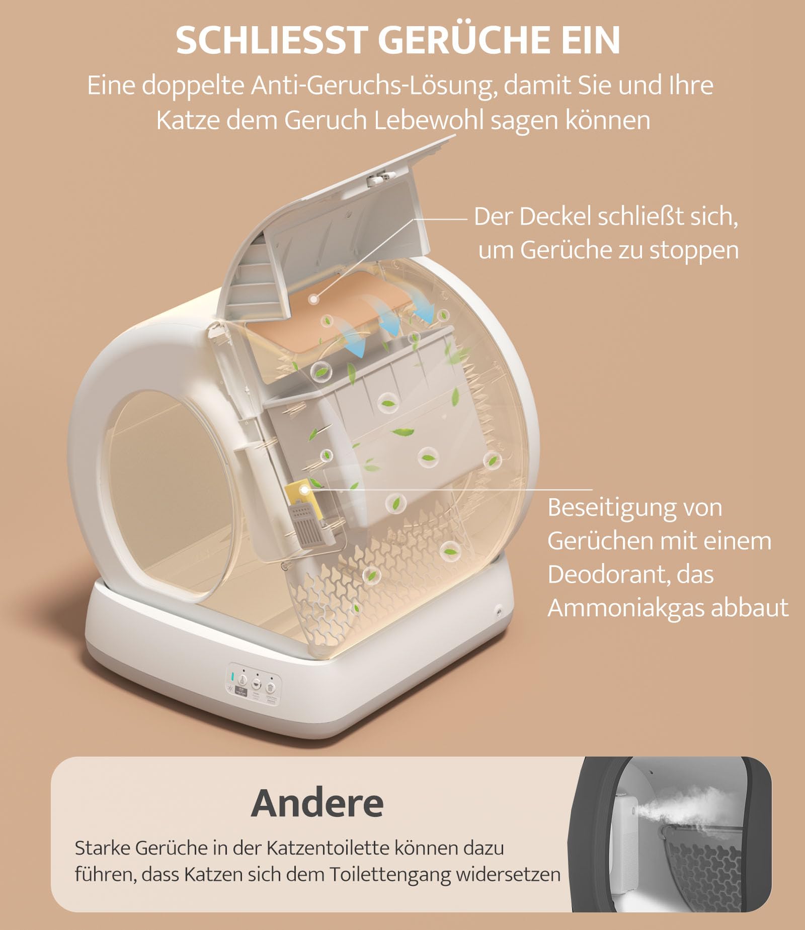 UBPET C10 Selbstreinigende Katzentoilette Katzenklo Selbstreinigend, Unterer Eingang/Geruchsbeseitigerin/10 Sensoren/APP-Steuerung Selbstreiniges Katzenklo, Automatische Elektrisches Katzenklo