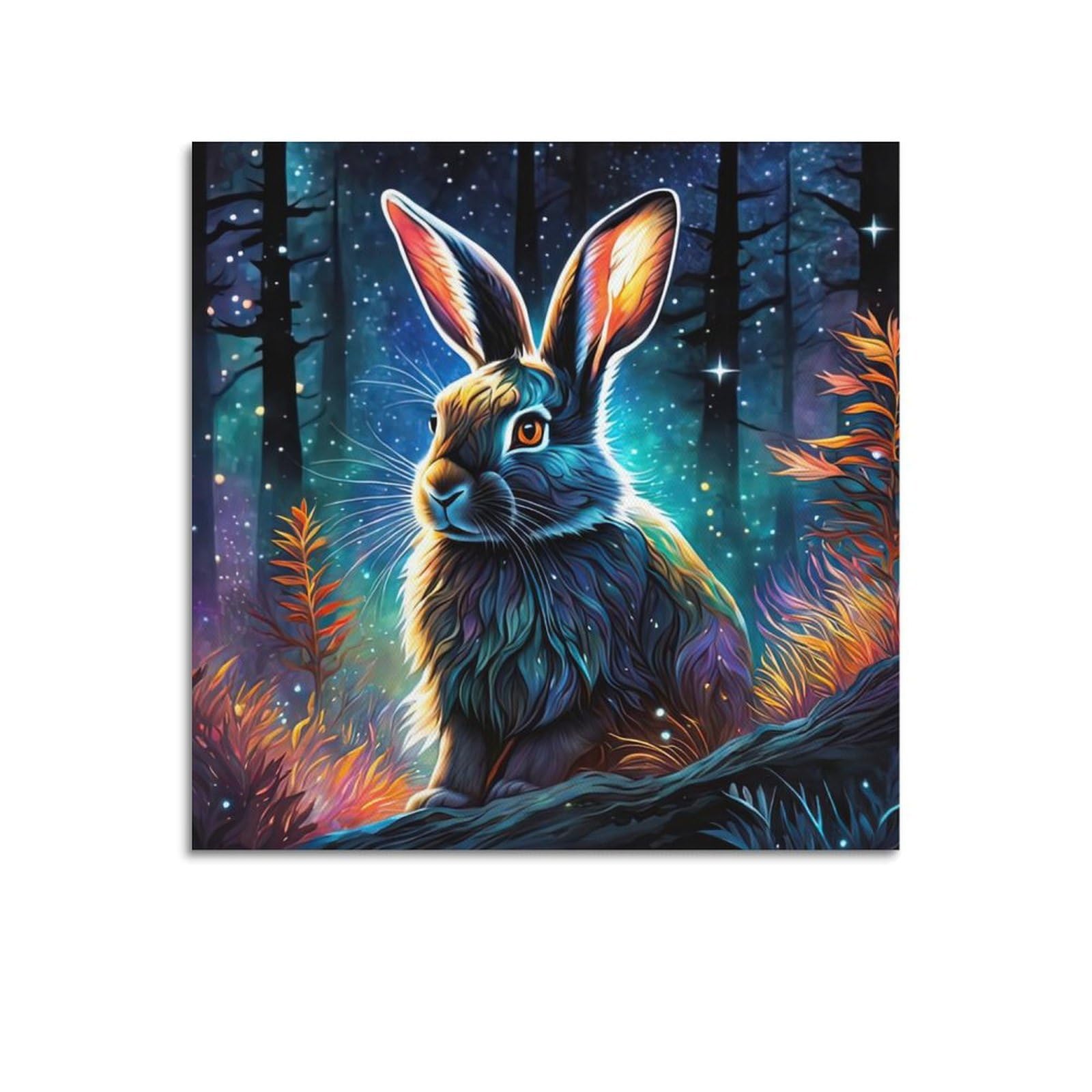 WZKTCL Animal Poster Bunny in The Dark Poster Decorative Painting Canvas Wall Posters And Art Picture Print Modern Family Bedroom Decor Posters 16x16inch(40x40cm)